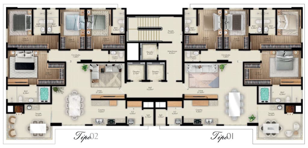 Apartamento · 173 m² · 4 dorms