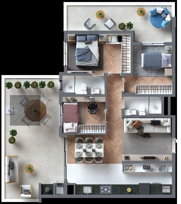 Garden · 109,86 m² · 3 dorms