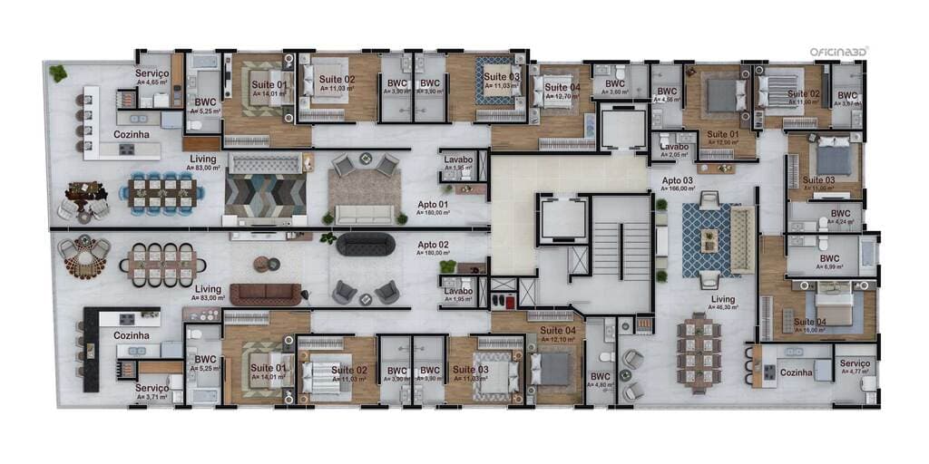 Apartamento · 180 m² · 4 dorms