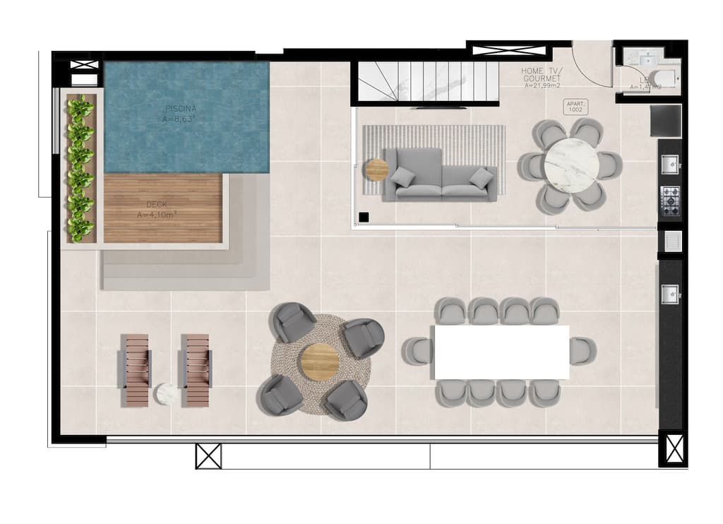 Cobertura Duplex · 249,54 m² · 3 dorms