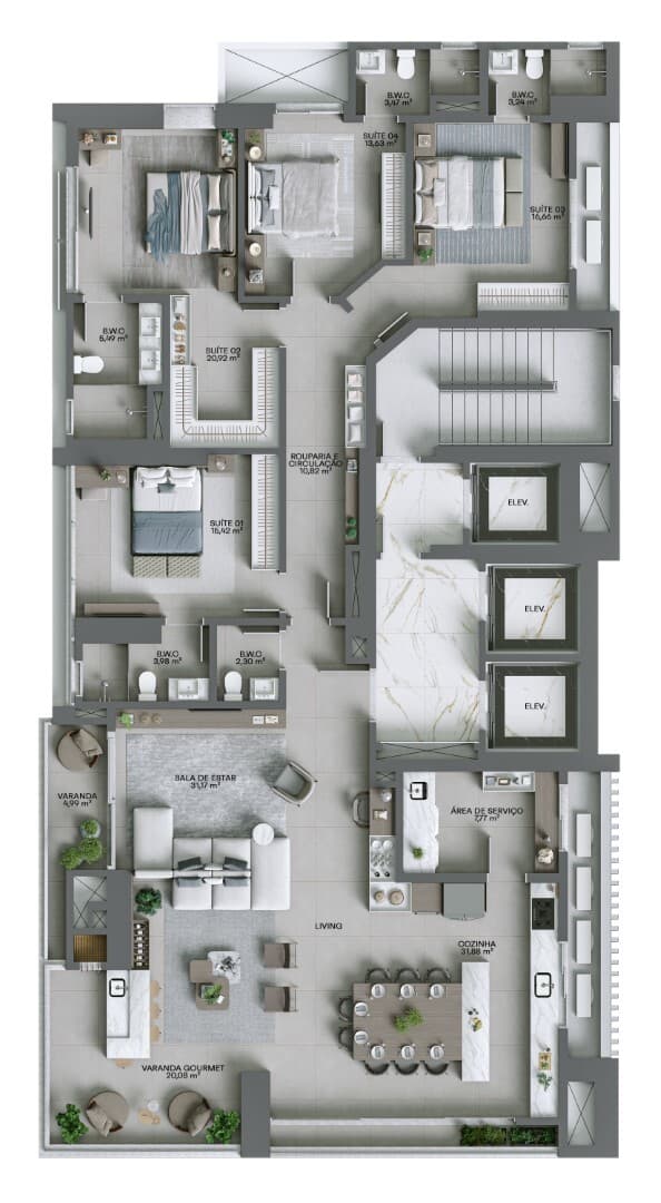 Apartamento · 225 m² · 4 dorms