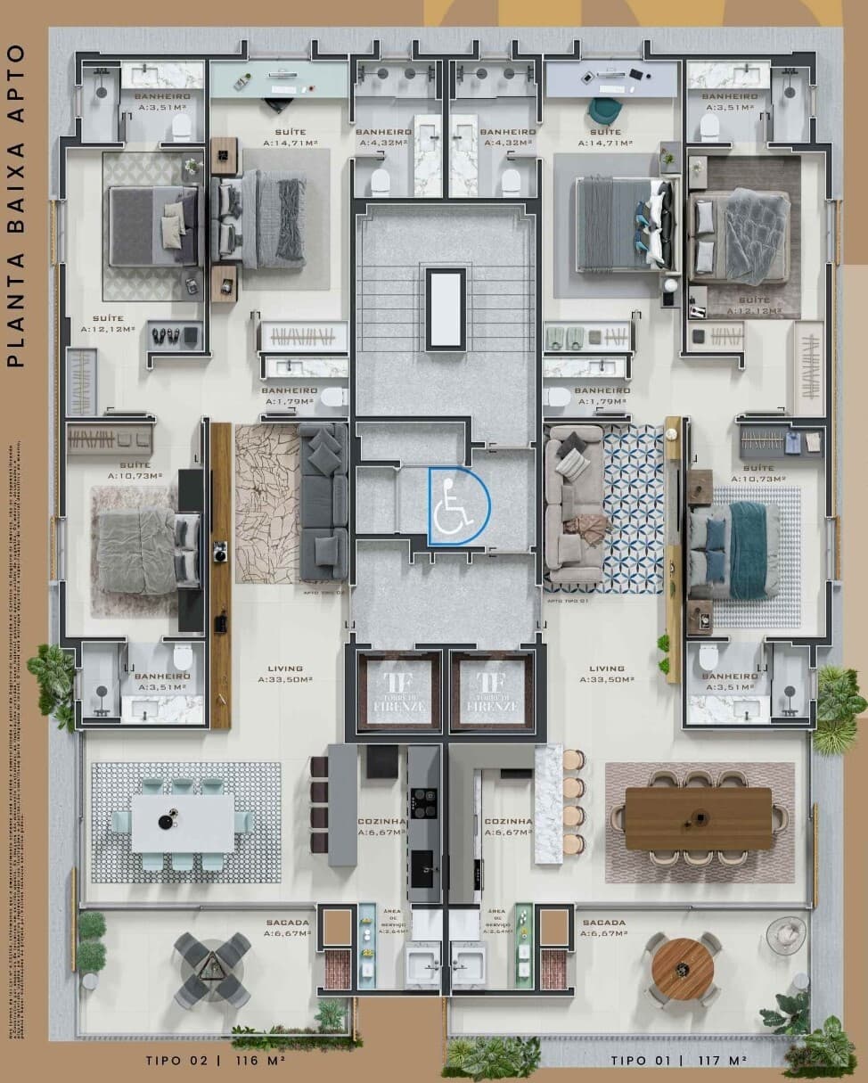 Apartamento · 117 m² · 3 dorms
