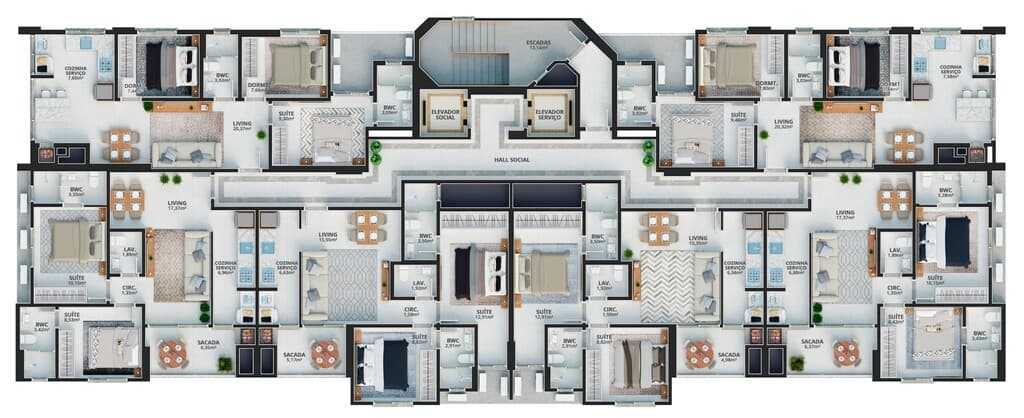 Apartamento · 69,98 m² · 3 dorms
