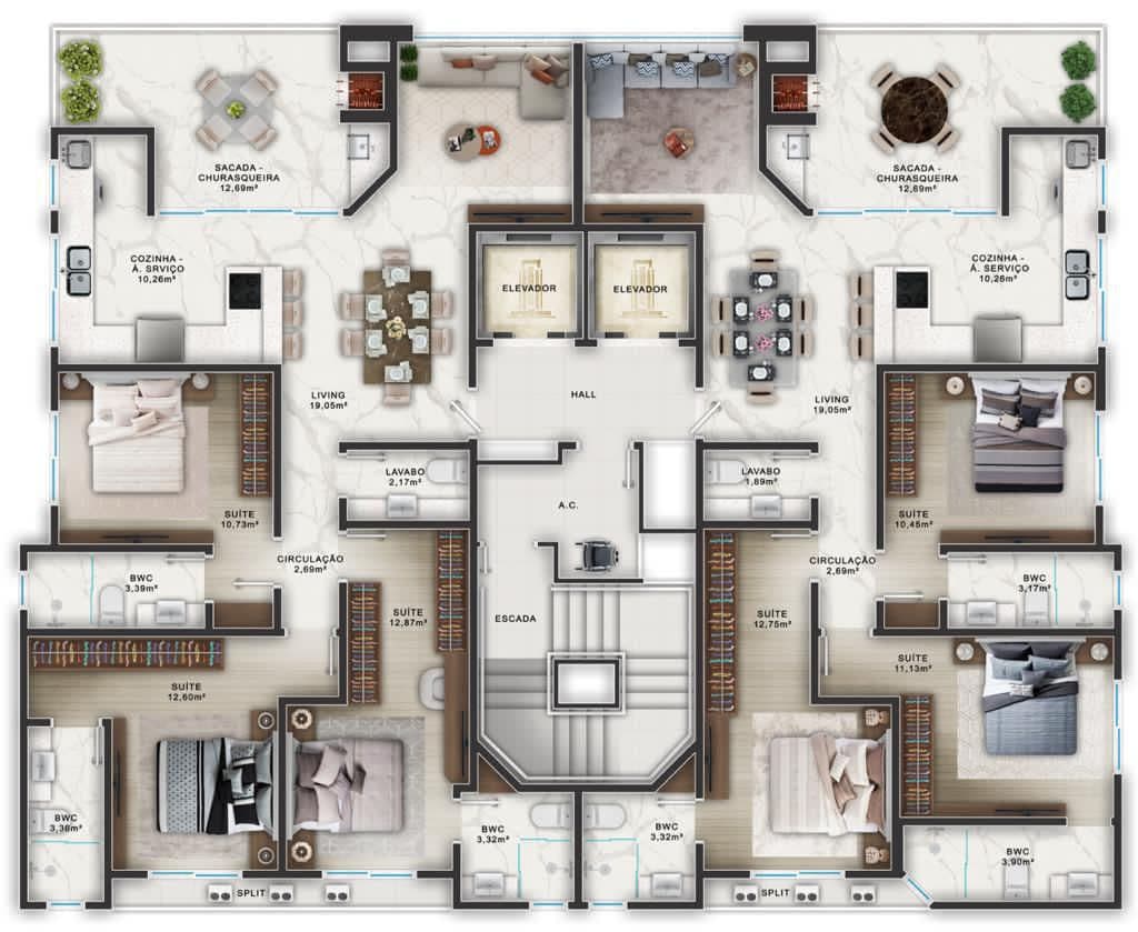 Apartamento · 104 m² · 3 dorms