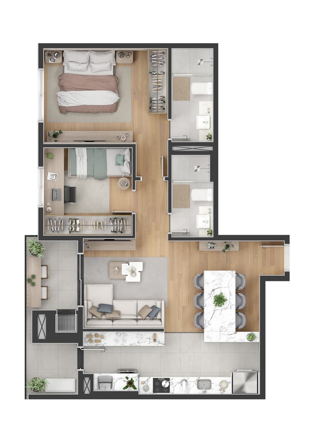 Garden · 67,57 m² · 2 dorms