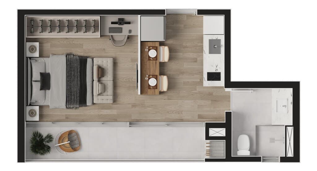 Studio · 30,35 m² · 1 dorm