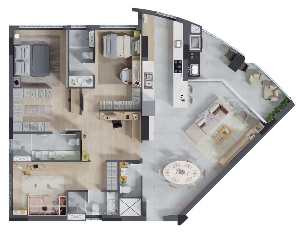 Apartamento · 147,71 m² · 3 dorms