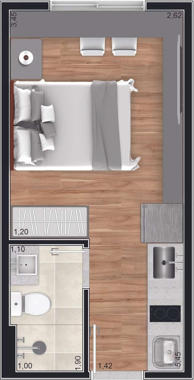 Studio · 17,59 m² · 1 dorm