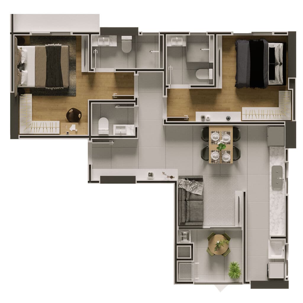Apartamento · 65,85 m² · 2 dorms