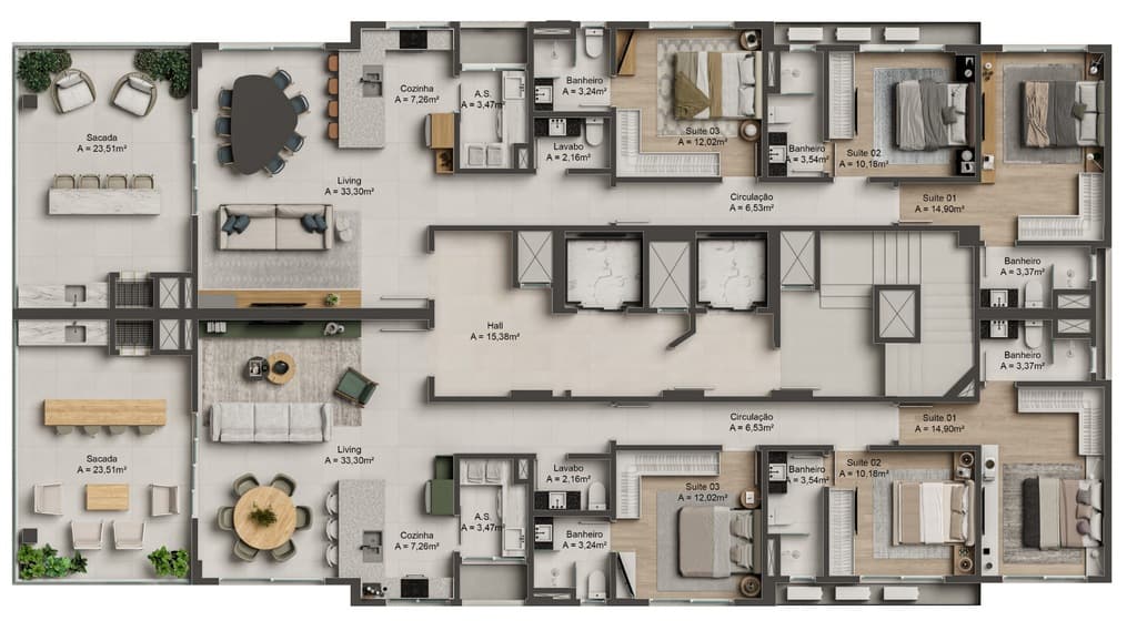 Apartamento · 145 m² · 3 dorms