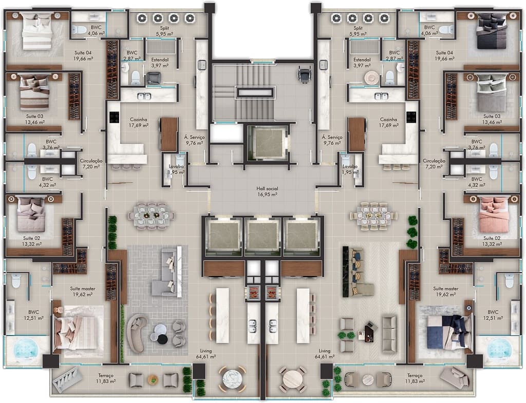 Apartamento · 238,43 m² · 4 dorms
