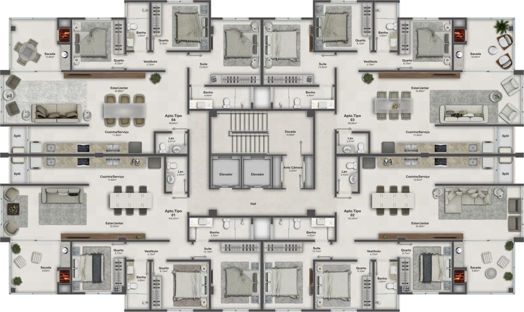 Apartamento · 110 m² · 3 dorms