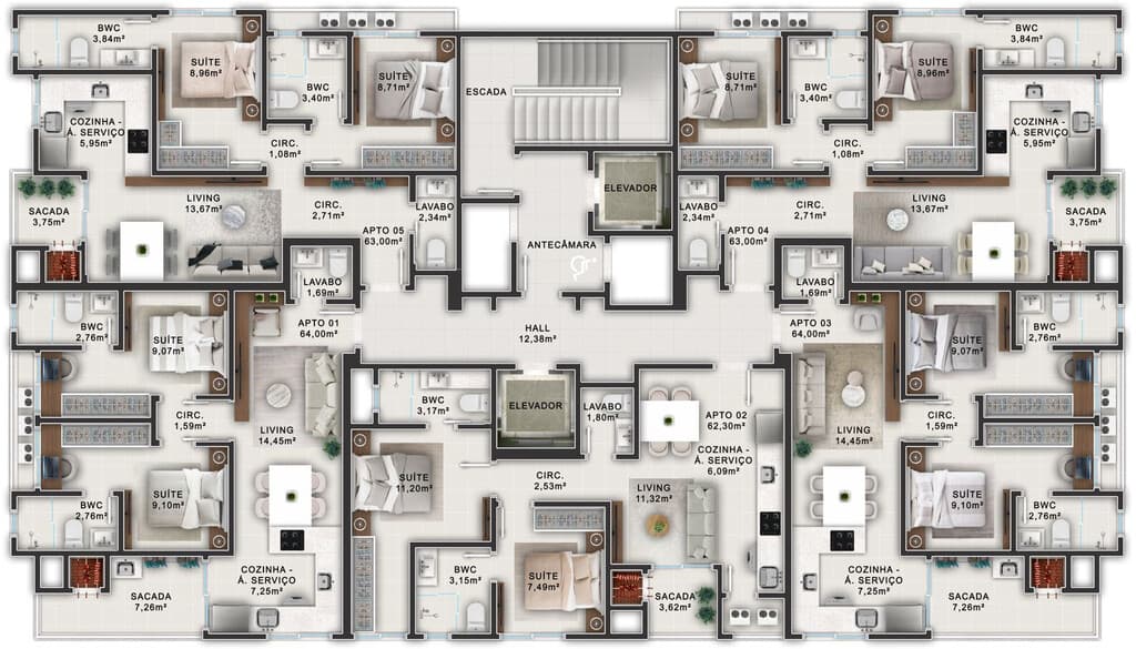 Apartamento · 63 m² · 2 dorms