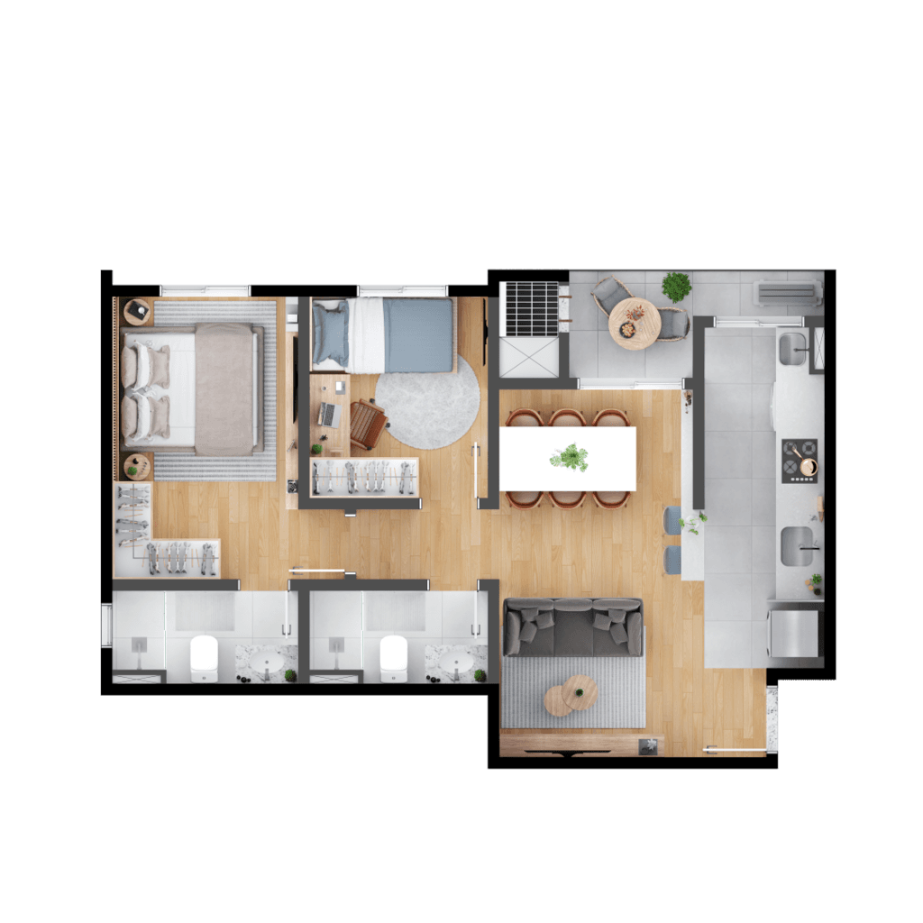 Garden · 53,01 m² · 2 dorms