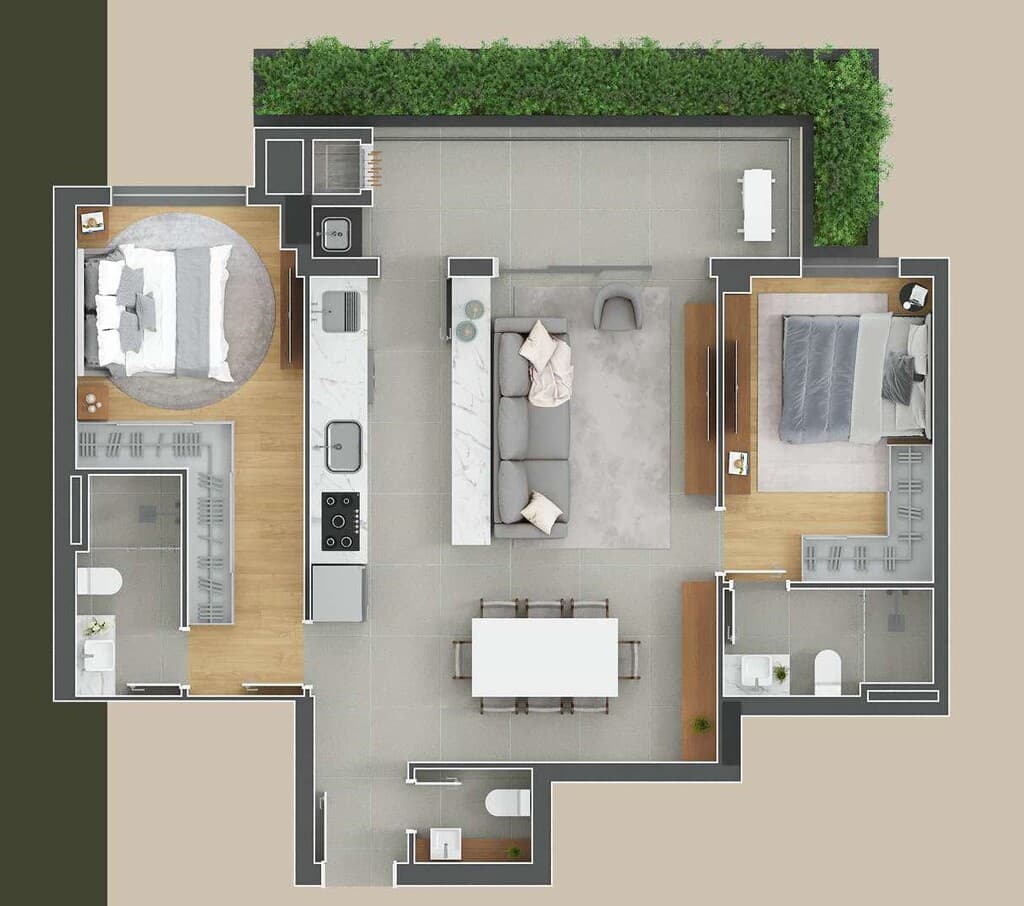 Apartamento · 88,96 m² · 2 dorms