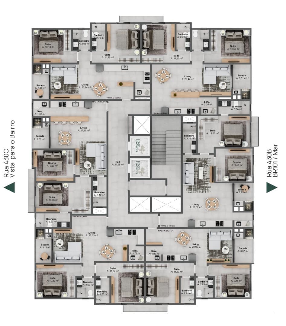 Apartamento · 69,97 m² · 2 dorms