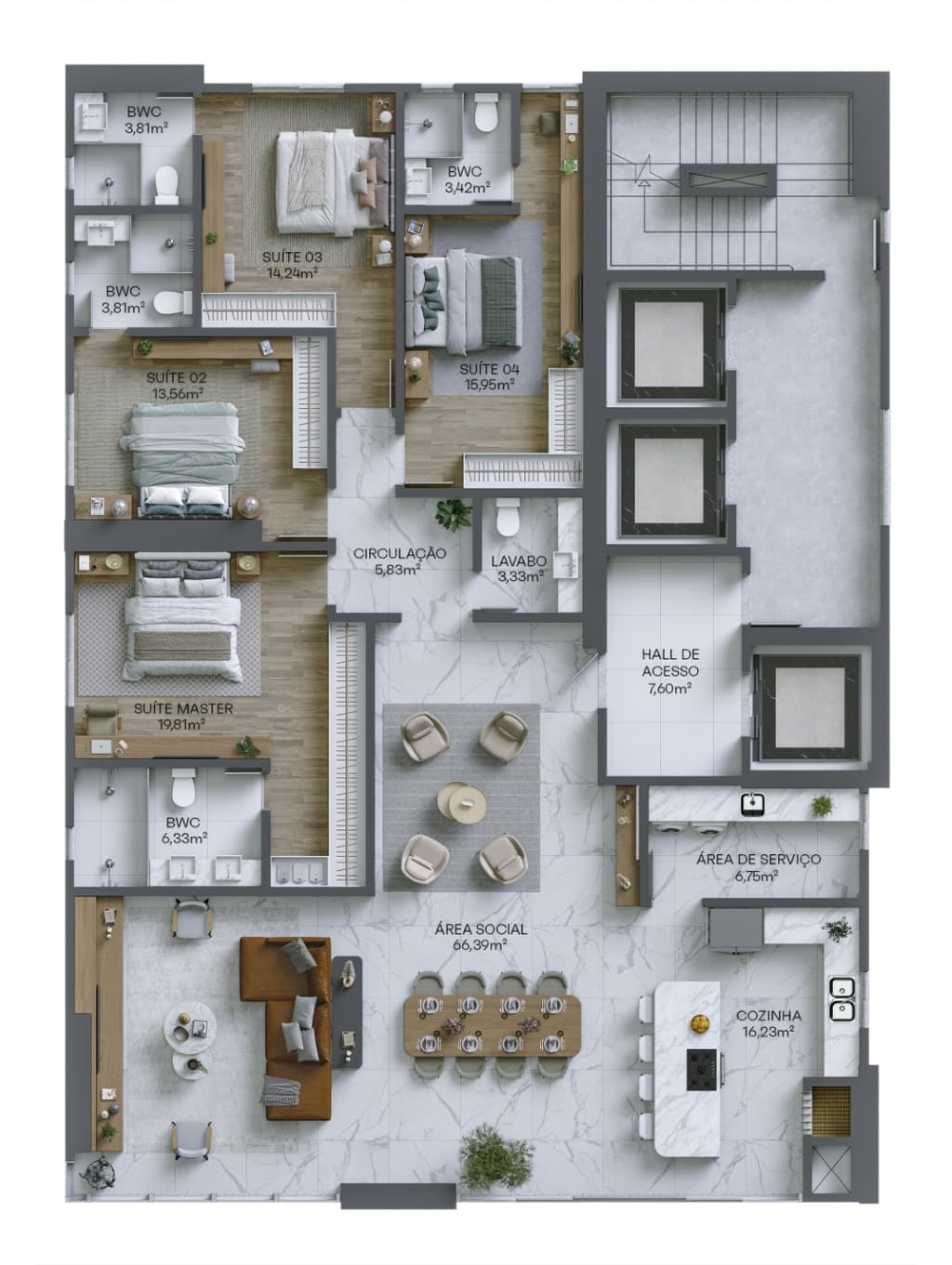 Apartamento · 202 m² · 4 dorms