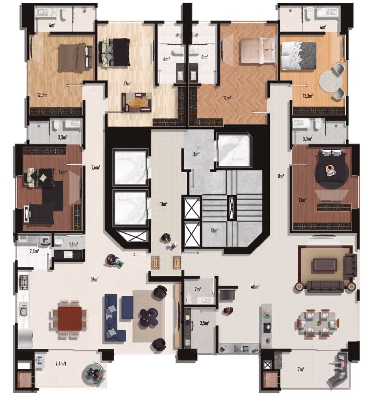 Apartamento · 129,32 m² · 3 dorms