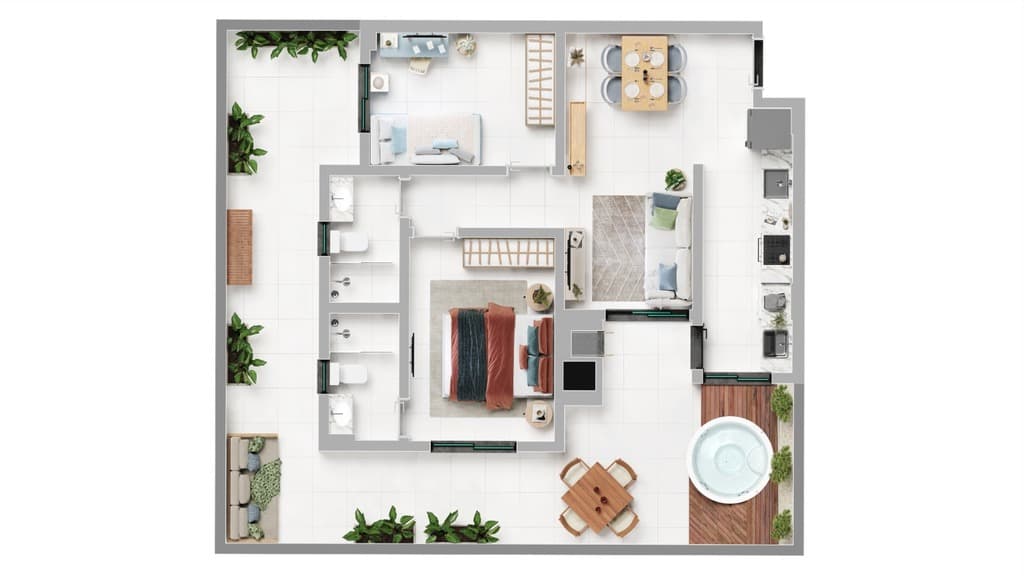Garden · 74,79 m² · 2 dorms