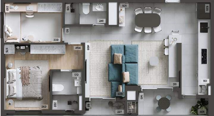 Apartamento · 78,17 m² · 3 dorms