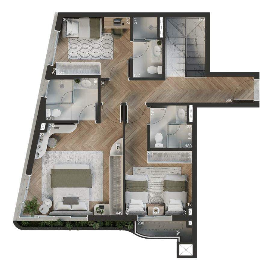 Duplex · 161,4 m² · 3 dorms
