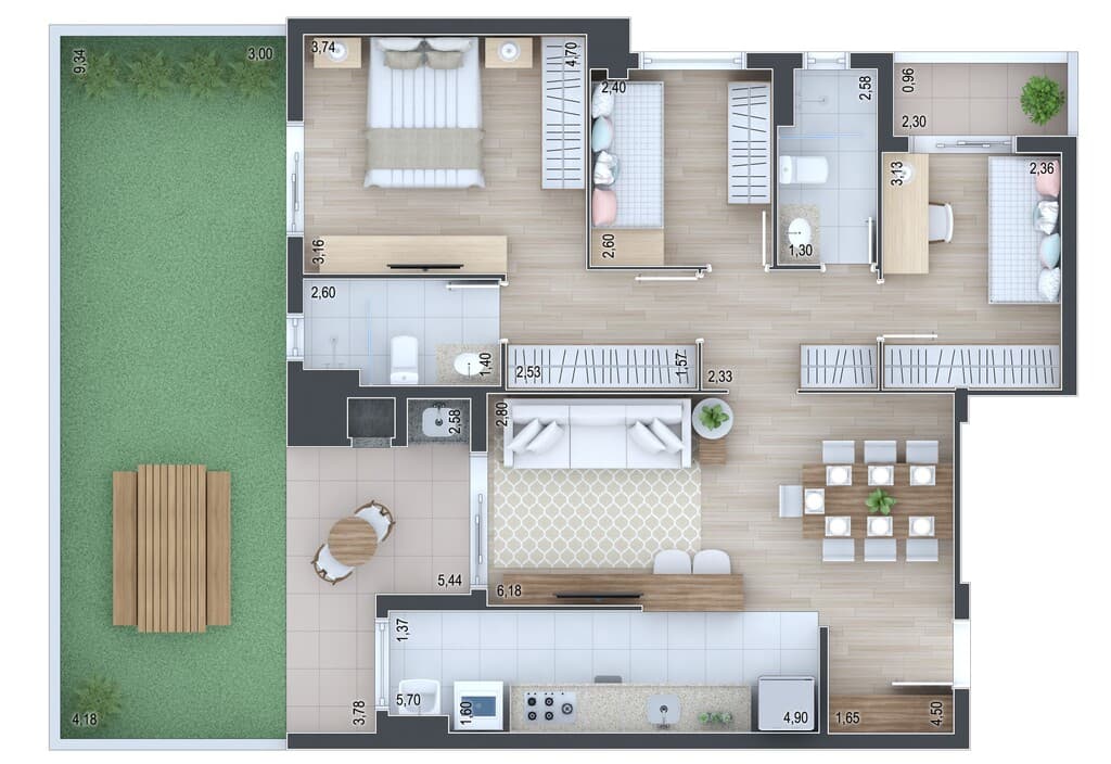 Garden · 118,04 m² · 3 dorms