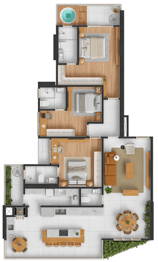 Apartamento · 155 m² · 3 dorms