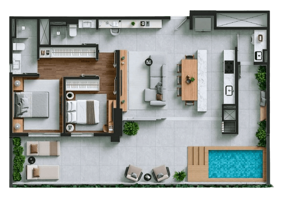 Garden · 125,9 m² · 2 dorms
