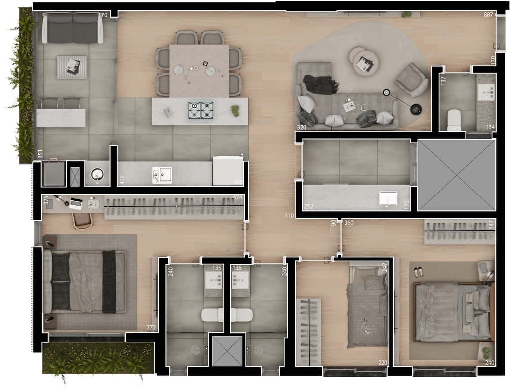 Apartamento · 89,49 m² · 3 dorms