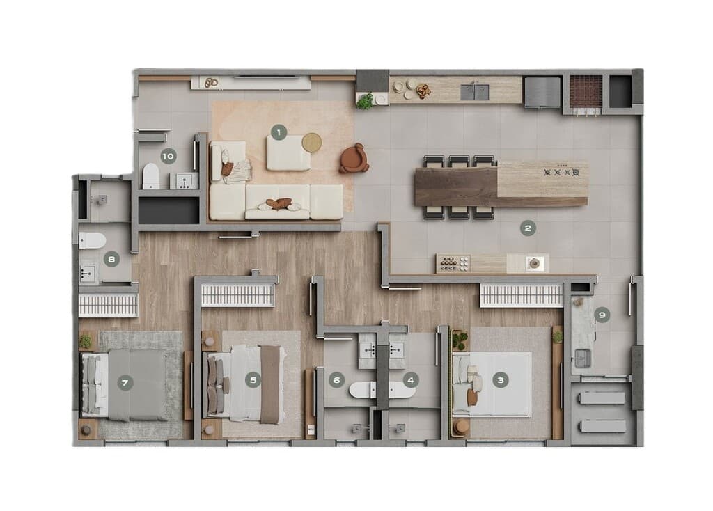 Apartamento · 125,79 m² · 3 dorms