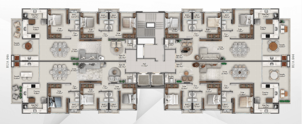 Apartamento · 131 m² · 3 dorms