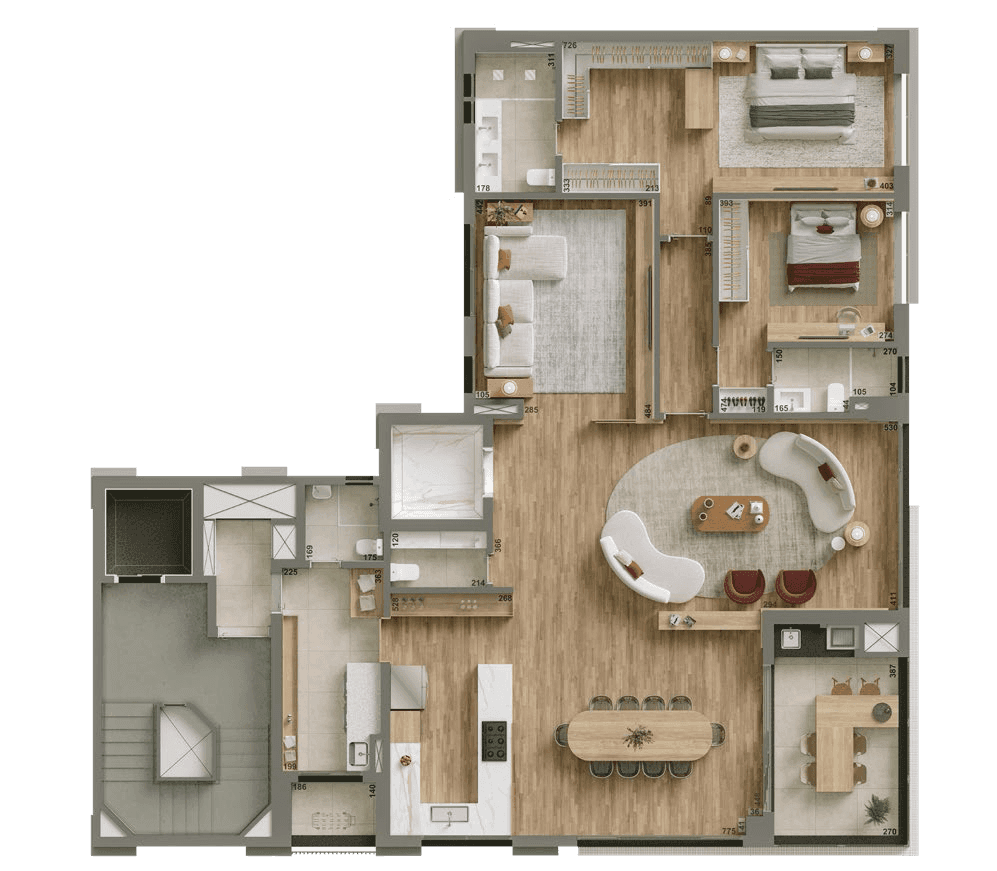 Apartamento · 162,14 m² · 3 dorms