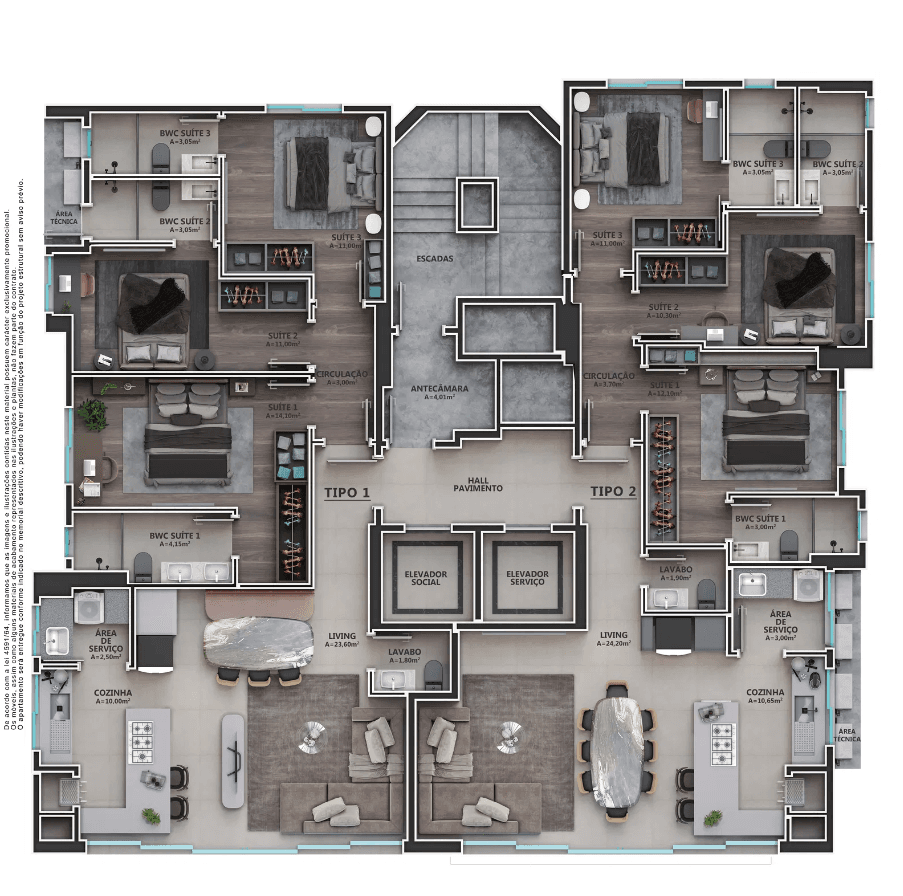 Apartamento · 100,36 m² · 3 dorms