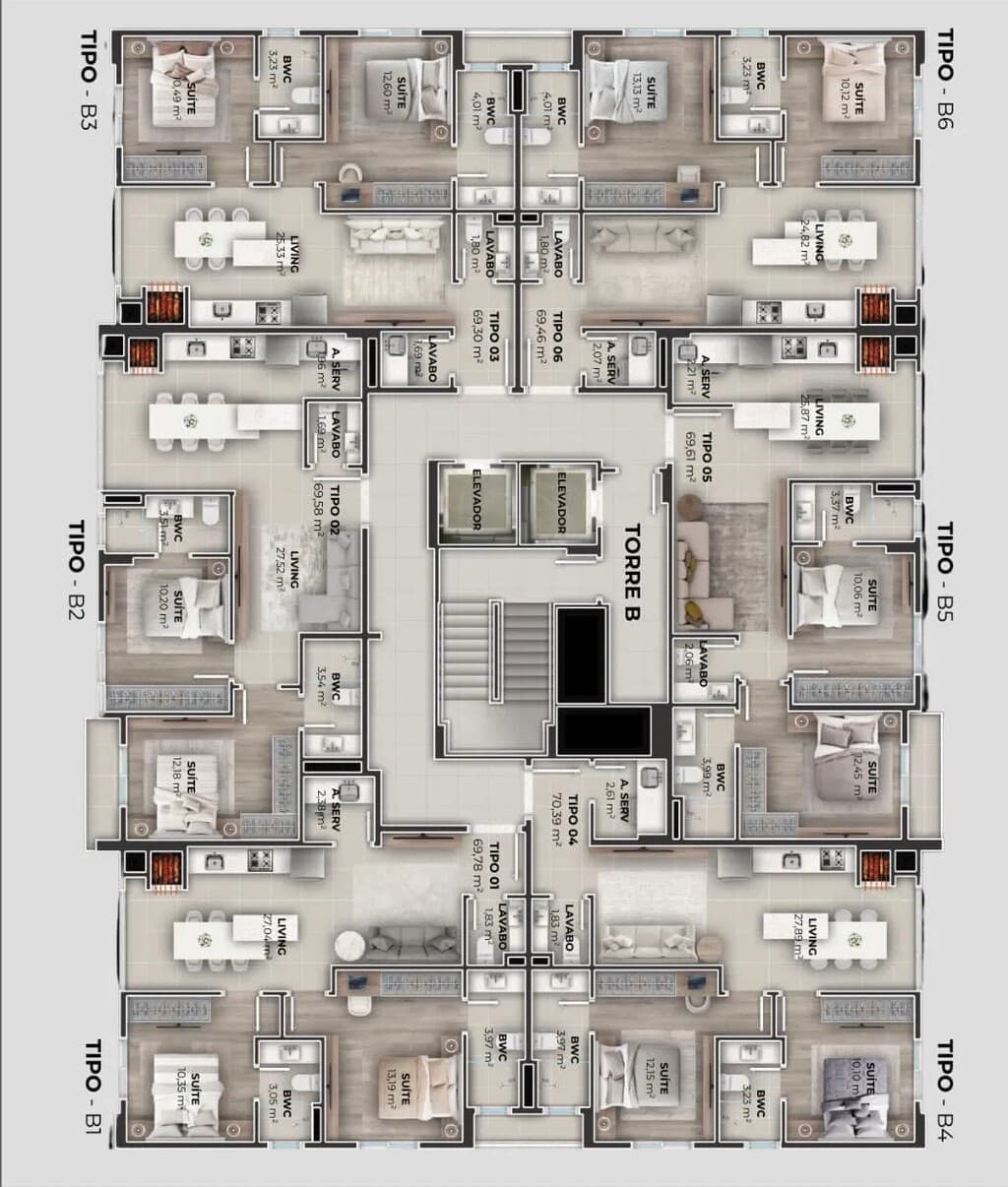 Apartamento · 69,46 m² · 2 dorms