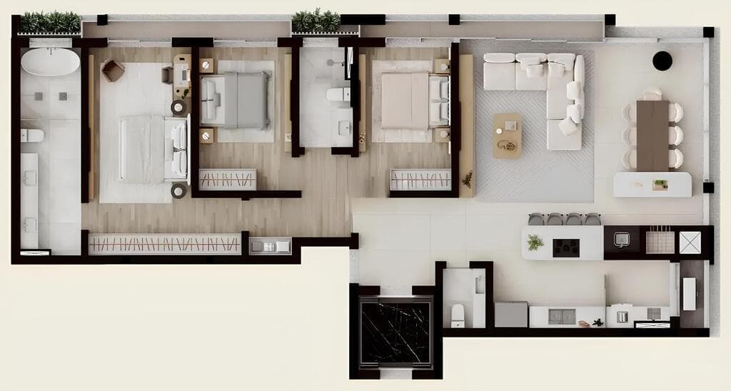 Apartamento · 148,54 m² · 3 dorms