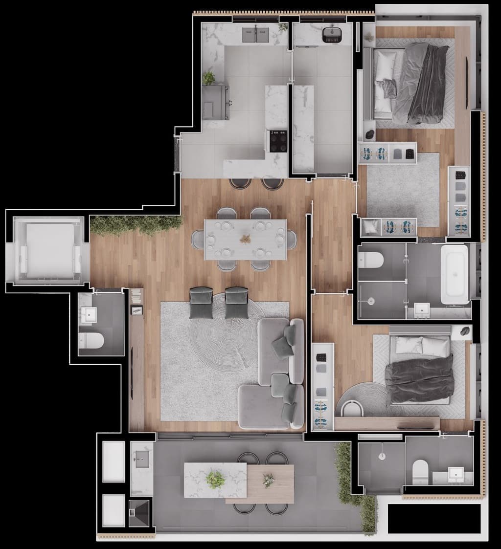 Apartamento · 124,7 m² · 2 dorms
