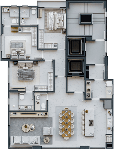 Apartamento · 129,4 m² · 3 dorms