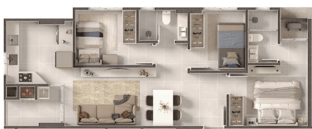 Apartamento · 70 m² · 3 dorms