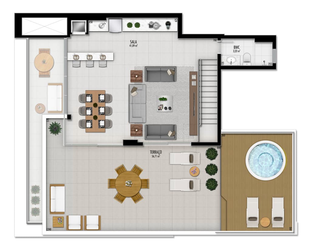 Cobertura Duplex · 216,86 m² · 3 dorms