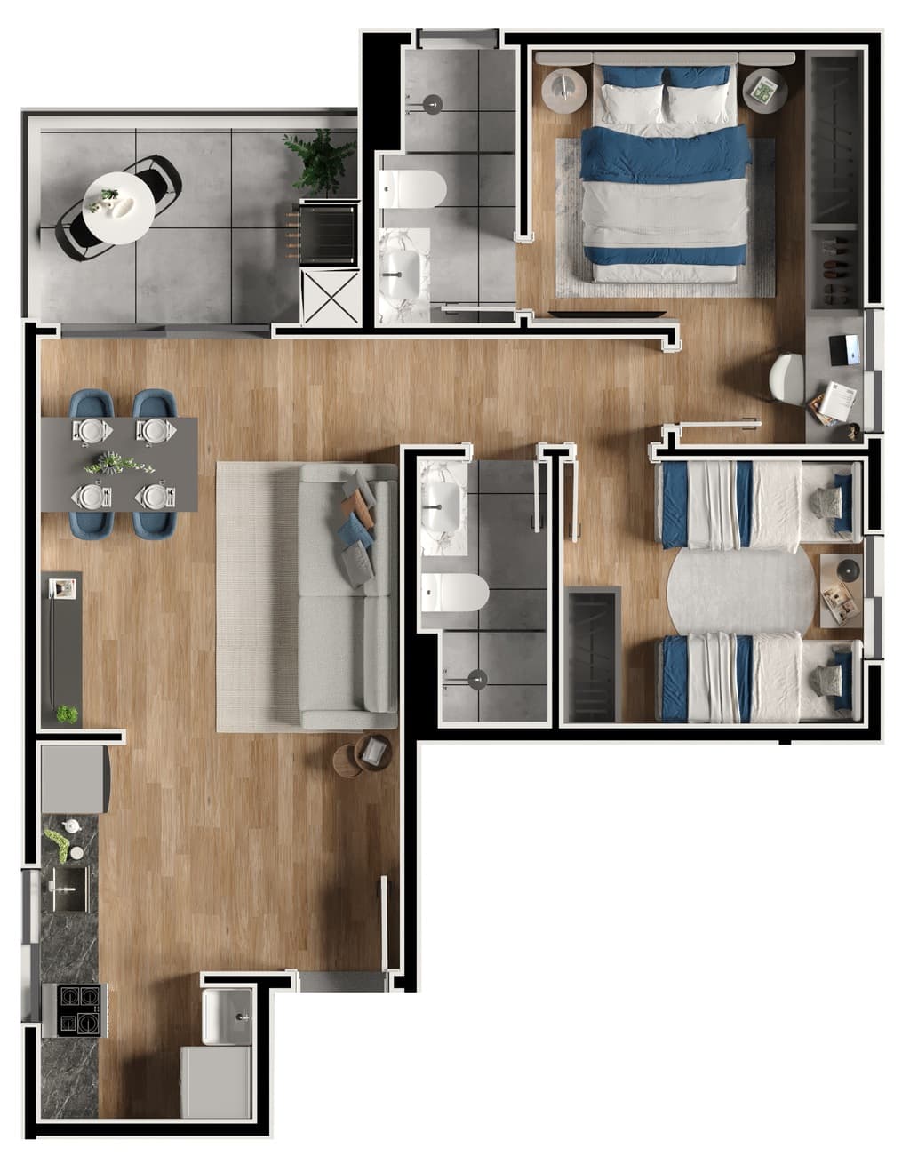 Apartamento · 65,06 m² · 2 dorms