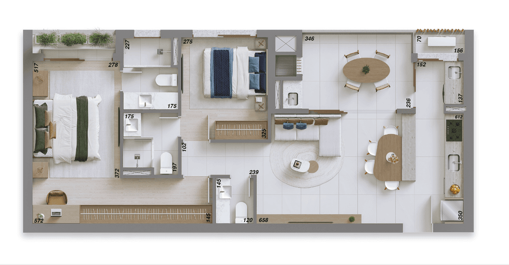 Apartamento · 86,68 m² · 2 dorms