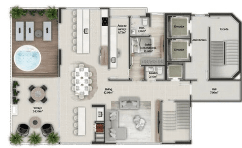 Apartamento · 184,7 m² · 3 dorms
