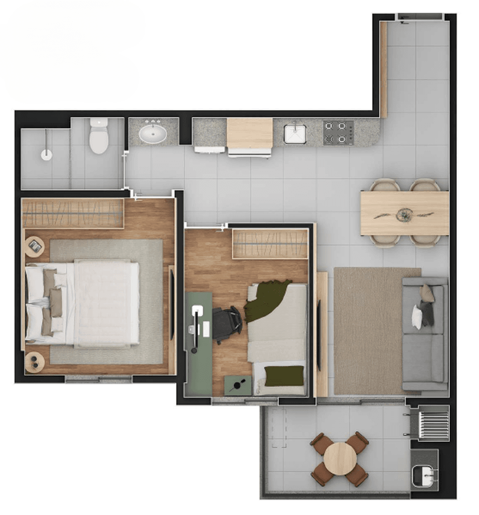 Garden · 50,47 m² · 2 dorms