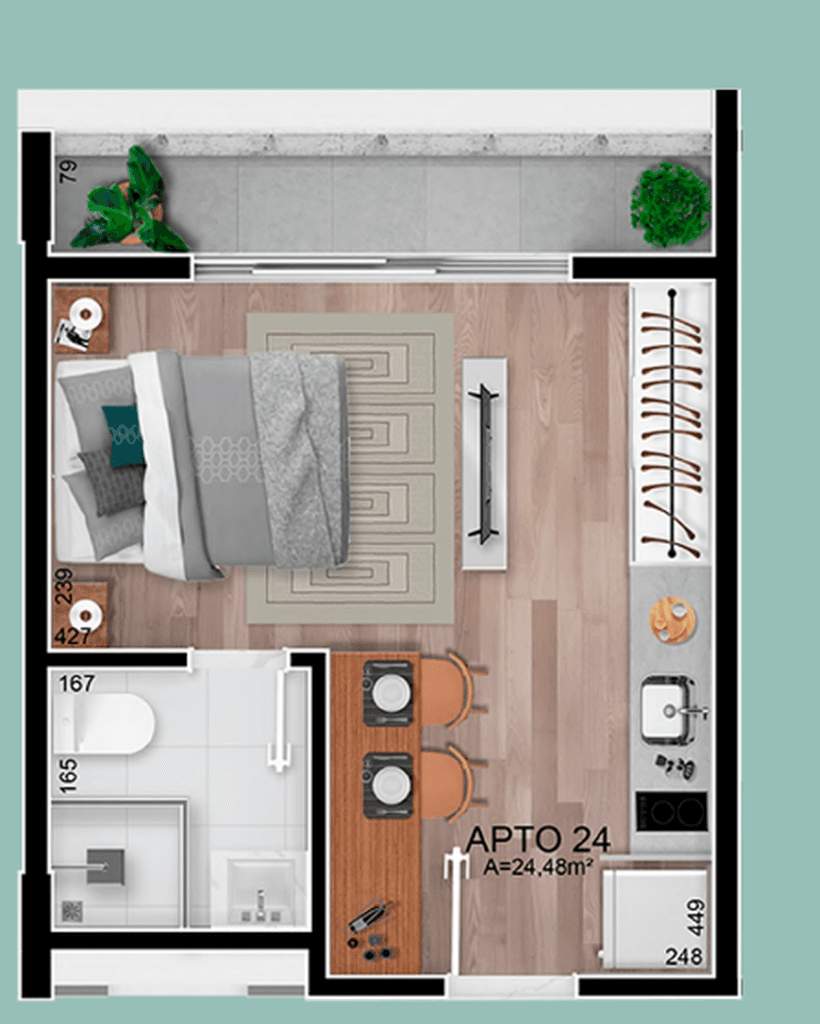 Studio · 22,66 m² · 1 dorm