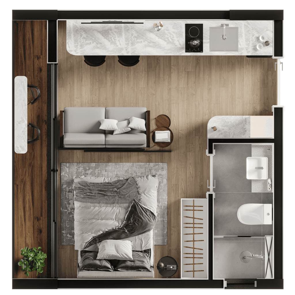 Studio · 24,38 m² · 1 dorm