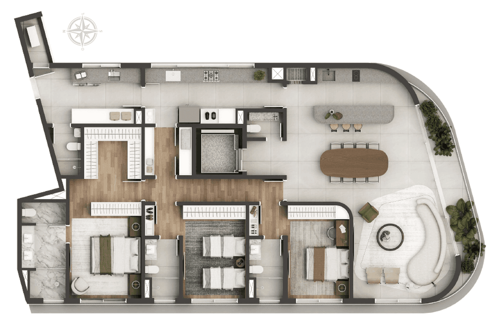 Apartamento · 195,44 m² · 3 dorms