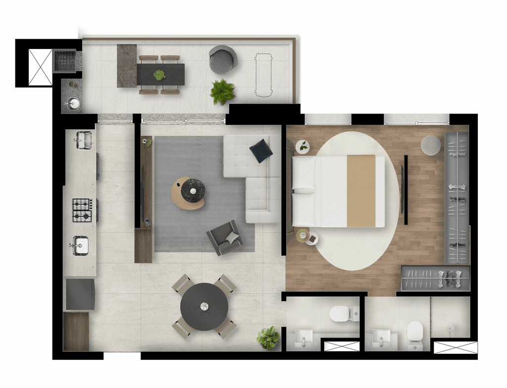 Apartamento · 65,01 m² · 2 dorms