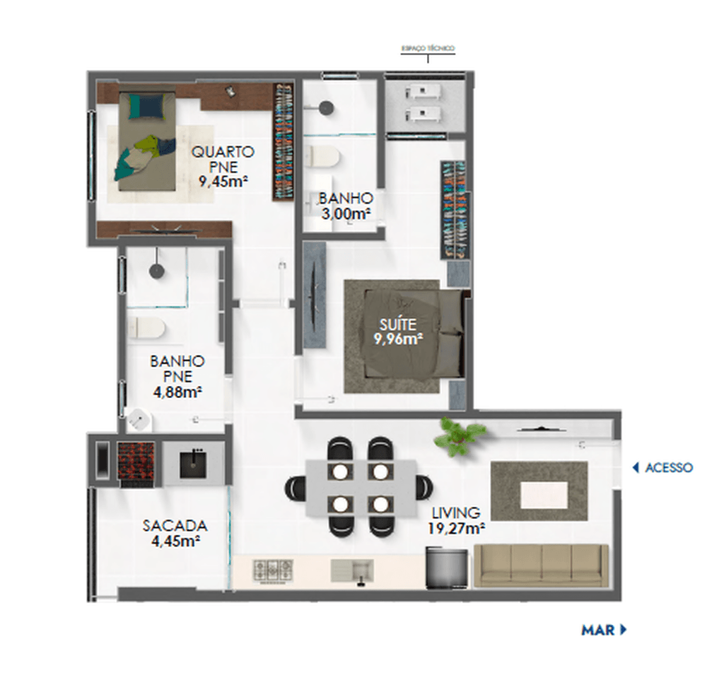 Apartamento · 60 m² · 2 dorms