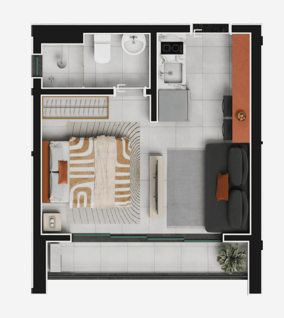 Studio · 29,6 m² · 1 dorm