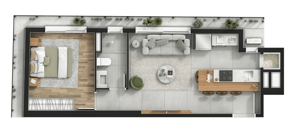 Apartamento · 42,03 m² · 1 dorm